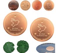 Lot de 2 disques en cuivre pour bain d'oiseaux, disque de purification pour bain d'oiseaux, plaque de support à trois points pour extérieur, jardin, terrasse, pelouse, fontaine toutes saisons (C)