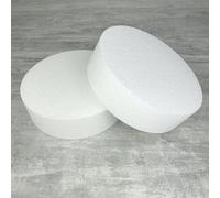 Lot de 2 Disques en polystyrène Haut. 7 cm, Diamètre 25 cm, Dummies en Styropor Blanc, à décorer
