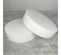 Lot de 2 Disques en polystyrène Haut. 7 cm, Diamètre 30 cm, Dummies en Styropor Blanc, à décorer