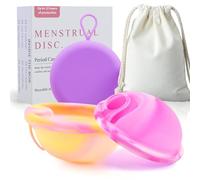 Lot de 2 disques menstruels réutilisables, coupes menstruelles anti-fuite en silicone, pour femmes actives, sport, natation et intimité (S+L)