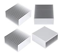Lot de 2 dissipateurs thermiques en aluminium 50 x 50 x 20 mm - 14 ailettes pour refroidissement Peltier, chipset et CPU - Argenté 4 Pcs