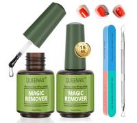 Lot de 2 dissolvants pour vernis à ongles gel professionnel, facile à enlever, dissolvant rapide avec lime à ongles et grattoir à vernis, facile à utiliser, utilisation à domicile en salon de manucure