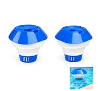 Lot de 2 Distributeur de Chlore Flottant, Diffuseur de Chlore Réglable pour Pastilles de Chlore, Doseur Automatique Piscine et Spa en PP Résistant, Accessoire Entretien Eau Propre et Cristalline