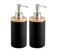 Lot de 2 Distributeur de Savon en Céramique de 500 ML avec Pompe en Métal, Distributeur Gel Douche, Distributeur Liquide Vaisselle Cuisine et Salle de Bain (Noir)