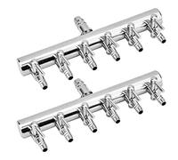 Lot de 2 distributeurs d'air pour aquarium - Valve anti-retour - 6 voies - En acier inoxydable - Robinet d'arrêt d'air d'aquarium - Pompe à air - Accessoires pour tuyau de 4/8 mm
