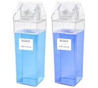Lot de 2 distributeurs de détergent à lessive transparent, 1 l, adoucissant, imperméable et résistant à l'abrasion, récipient à savon liquide pour buanderie, salle de bain, cuisine, chambre à coucher