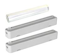 Lot de 2 distributeurs de film alimentaire magnétique avec coupeur, distributeur de film d'aluminium et conservation fraîcheur pour la cuisine, coupe-film pour feuille d'aluminium et film alimentaire