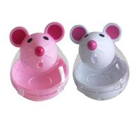 Lot de 2 distributeurs de friandises pour chat - Forme de souris - Mangeoire à bascule - Transparent - Petite balle manquante - Alimentation lente interactive - Prévient l'obésité