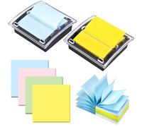 Lot de 2 distributeurs de notes Post-it avec 4 blocs de notes adhésives pop-up de 7,6 x 7,6 cm pour bureau, maison, salle de classe, fournitures de bureau, 100 feuilles/bloc-notes (4 couleurs)