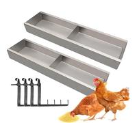 Lot de 2 distributeurs de nourriture pour poules, 40 x 11 x 7 cm, mangeoire en métal, distributeur de nourriture suspendue multifonction pour poules, canards, élevage de ferme (40 x 11 x 7 cm)
