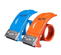 Lot de 2 distributeurs de ruban adhésif d'emballage de 5,1 cm de large, pistolet à ruban adhésif d'emballage en métal robuste, coupe-ruban manuel pour déménagement, envoi, carton, scellage et