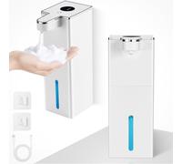 Lot de 2 distributeurs de savon automatiques - Fixation murale sans contact - 440 ml - 4 niveaux réglables - Avec capteur - Rechargeable par USB - 1800 mAh - Pour cuisine, salle de bain, école, hôtel