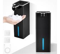 Lot de 2 distributeurs de savon automatiques - Fixation murale sans contact - 440 ml - 4 niveaux réglables - Avec capteur - Rechargeable par USB - 1800 mAh - Pour cuisine, salle de bain, école, hôtel