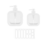 Lot de 2 distributeurs de savon avec fermeture à pression, avec 1 autocollant d'étiquette, 300 ml, 500 ml en option, à remplir avec gel douche, shampoing, savon pour les mains, convient pour la