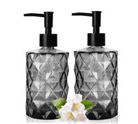 Lot de 2 Distributeurs de Savon en Verre, 330ml Distributeurs Savon Noir, Distributeur de Liquide Vaisselle Refillable, Distributeur de Gel Douche, Distributeur Shampoing, Accessoire Salle de Bain