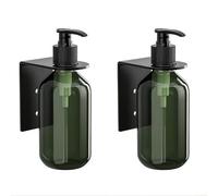 Lot de 2 distributeurs de savon manuels à fixation murale, 300 ml, pour shampooing et gel douche, gain de place, multi-usages, pour salle de bain et cuisine (noir)