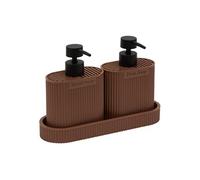 Lot de 2 Distributeurs de Savon Terra en Polyrésine Marron H.17cm