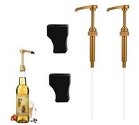 Lot de 2 distributeurs de sirop universels et 2 couvercles pour bouteilles de café et de cocktail - Pompe à liquide durable facile à nettoyer pour bouteilles de 750 ml/1 litre (Torani, DaVinci, Monin