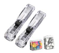 Lot de 2 distributeurs de trombones ergonomiques pour clips, pour documents avec design durable et maniable, support pour bureau, école, maison, salle de classe