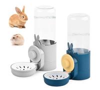 Lot de 2 distributeurs d'eau automatiques pour lapin, 500 ml, à suspendre, pour chinchillas, furets, hamsters (bleu, gris)