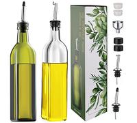 Lot de 2 distributeurs d'huile d'olive en verre avec bec verseur, vinaigre, bouteilles de cuisson 500 ml