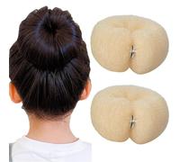Lot de 2 donuts en mousse souple pour chignons Beige 20 cm