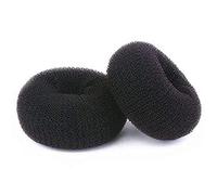 Lot de 2 donuts pour chignon blond, chignon de style anneau, pour cheveux épais et longs (taille XL, 11,4 cm/noir)