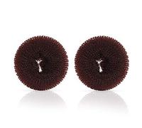 Lot de 2 donuts supplémentaires pour chignon à anneaux, petits donuts pour cheveux courts et fins (taille S, 6,3 cm/marron)