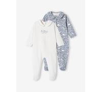 Lot de 2 dors-bien animaux bébé fille en coton bio bleu jean NAISSANCE(50CM)
