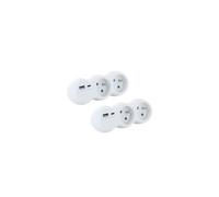Lot de 2 doubles bases blanches - 2 x 16 A avec USB-A +USB-C