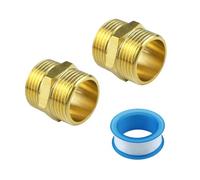 Lot de 2 doubles en laiton de 1'' (diamètre 32,5 mm) - Filetage extérieur à six pans - 2 raccords filetés AG avec bande d'étanchéité filetée, Raccord Plomberie