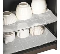 Lot de 2 doublures en maille en silicone blanc pour armoires de désinfection, tapis de vaisselle de qualité alimentaire, résistants à la chaleur, anti-rouille, antidérapants, coupables (110 x 110 cm)