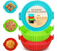 Lot de 2 doublures en silicone pour friteuse à air comprimé - 20 cm - Réutilisables - Plaque de cuisson de qualité alimentaire - Accessoires pour friteuse - Compatible avec Ninja, Tower, COSORI