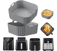 Lot de 2 doublures en silicone pour friteuse à air Ninja Pro XL AF141 AF142 AF181 AF182 - Panier réutilisable de 22,4 cm pour friteuse à air comprimé Cosori, Chefman, Instant Pot, autres accessoires