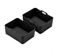 Lot de 2 doublures en silicone pour panier de friteuse AF400 451, antiadhésif, résistant à la chaleur et fond surélevé pour favoriser une circulation uniforme de l'air dans la friteuse à air (noir)