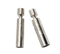 Lot de 2 douilles de bougies d'allumage 14 mm 16 mm à paroi mince 3/8" Pivote à 360 degrés Kit de retrait de bouchons antidérapants