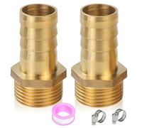 Lot de 2 douilles de tuyau G1 1/4" en laiton, 1 1/4" AG x 38 mm, filetage extérieur avec 2 colliers de serrage, adaptateur pour tuyau d'arrosage