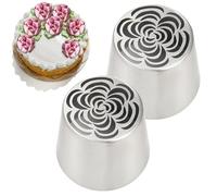 Lot de 2 douilles russes pour décoration de gâteaux | Passe au lave-vaisselle - Outil de décoration de cupcakes en forme de rose florale pour cuisine maison