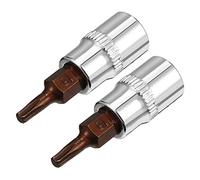 Lot de 2 douilles Torx T15 de 6,35 mm - Embouts en acier S2 CR-V de 3,8 cm de long - Utilisation avec liquet, barre coulissante, tige d'extension
