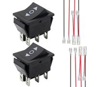Lot de 2 DPDT Interrupteurs Polarité Inverseur 12V 250V, Interrupteur Wippschalter d’Inversion de Polarité Momentané ON OFF ON 3 Positions 6 Broches avec Fils 15 Centimeter