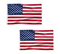 Lot de 2 drapeaux américains de 1,5 x 0,9 m avec œillets en laiton - Drapeau américain en polyester pour le 4 juillet, événements patriotiques, affichage de la maison et du jardin