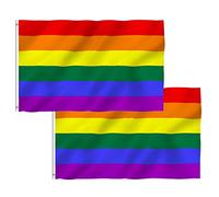 Lot de 2 drapeaux arc-en-ciel Aboat, symbole de Gay Pride - 152 x 91 cm - Pour Festival