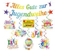 Lot de 2 drapeaux arc-en-ciel et 8 décorations à suspendre, couleurs vives pour adultes, adieu à l'enfance, fête joyeuse