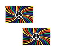 Lot de 2 drapeaux arc-en-ciel Peace Pride de 1,5 x 0,9 m avec œillets en laiton - Bannière LGBTQ en polyester pour défilés du mois de la fierté, événements de paix et d'égalité, décoration de maison