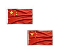 Lot de 2 drapeaux chinois de 1,5 x 0,9 m avec œillets en laiton - Drapeau chinois en polyester pour célébrations nationales, événements culturels, affichage de la maison et du jardin
