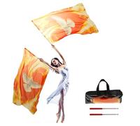 Lot de 2 drapeaux d'adoration, 170 x 110 cm, en polyester souple, avec tige télescopique et sac de rangement, pour spectacle de danse, église, fêtes, défilés (style 1)