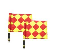 Lot de 2 drapeaux d'arbitre avec poignée en métal et poignée en mousse - Drapeaux de juge de ligne de football et rugby - Drapeaux de signalisation pour les compétitions sportives et l'entraînement