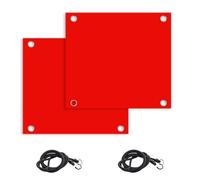 Lot de 2 drapeaux d'avertissement rouges - 30 x 30 cm - Avec corde en caoutchouc - Boucles en cuivre - Pour voiture, caravane, remorque, porte-vélos, chantiers de construction, contrôle de la