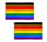 Lot de 2 drapeaux de fierté arc-en-ciel à 8 rayures 1,5 x 0,9 m avec œillets en laiton - Bannière LGBT en polyester pour défilés du mois de la fierté, événements LGBTQ, décoration de maison et de