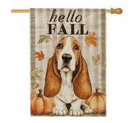 Lot De 2 Drapeaux De Jardin Basset Hound Beige D'Automne 30X45Cm | Drapeaux Décoration Imperméable Inaltérable Drapeau Artificiel pour Balcon Pendre la crémaillère Plate-forme